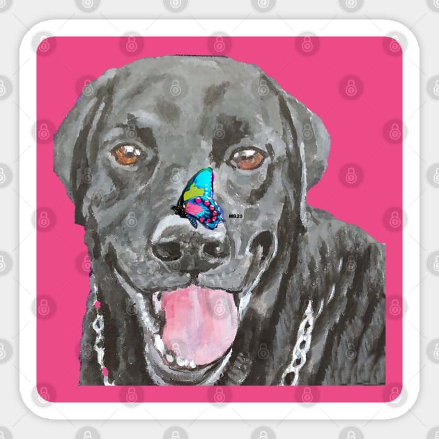 Black Labrador Retriever Sticker by Lil' Angel Pet Portraits